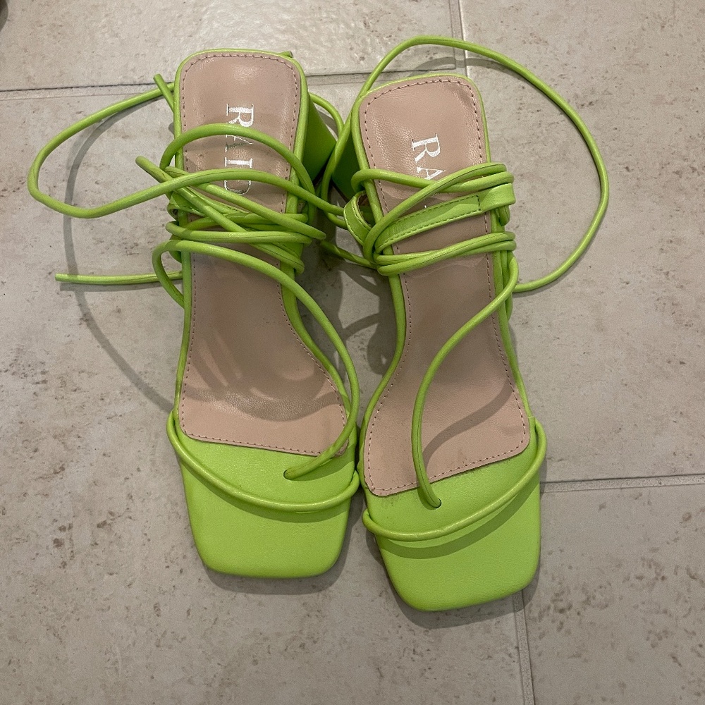 Raid neon green heeled sandals